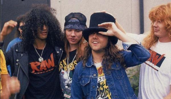 Gira conjunta de Metallica y Guns'n'Roses a principios de los noventa. A la derecha, Dave Mustaine. Fuente: www.taringa.net